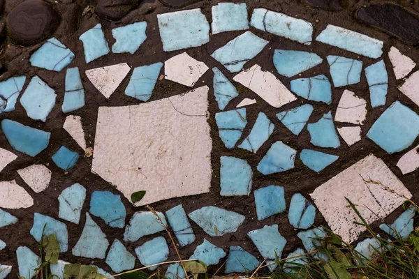 Wszystko Piękne Stare Rozpadające Się Abstrakcyjne Mozaiki Ceramiczne Dekoracji Został — Zdjęcie stockowe