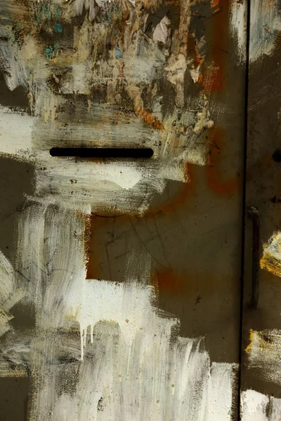 Parede Rebocada Concreto Velho Estragado Por Traços Abstratos Manchas Tinta — Fotografia de Stock