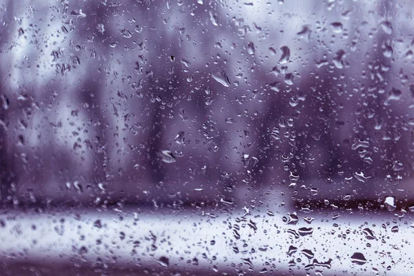 Dešťové Kapky Čelní Sklo Deštivé Zimního Dne Abstraktní Pozadí Krásné — Stock fotografie