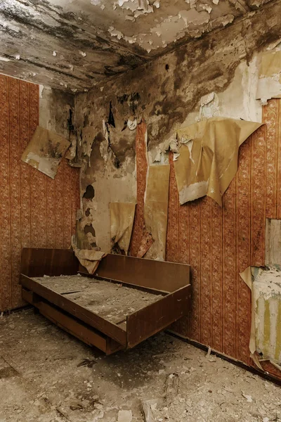 Abandoned House Spooky Interior Ruined House Furnished Rooms Bardel Hotel — Stock Photo, Image