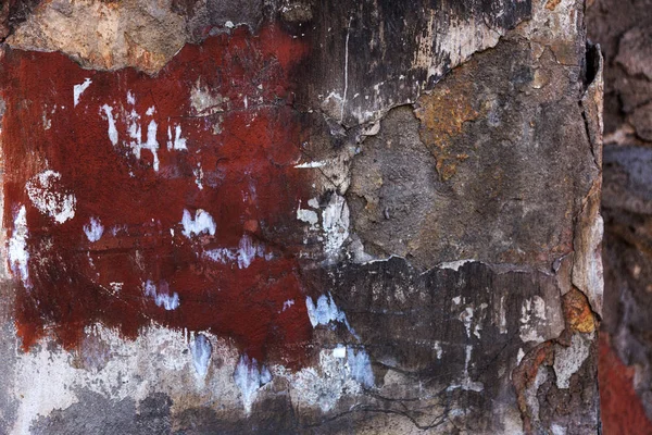 Vintage eski bir çimento taş duvar, yıpranmış ve yaratıcı afiş tasarımı yıpranmış kırık. Çatlaklar, çizik, peeling eski boya ve sıva arka plan üzerinde eski duvar çimento