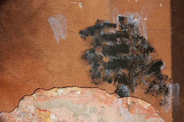 Old Colorful Brick Wall Plastered Traces Old Paint Texture Vintage — Stock Photo, Image