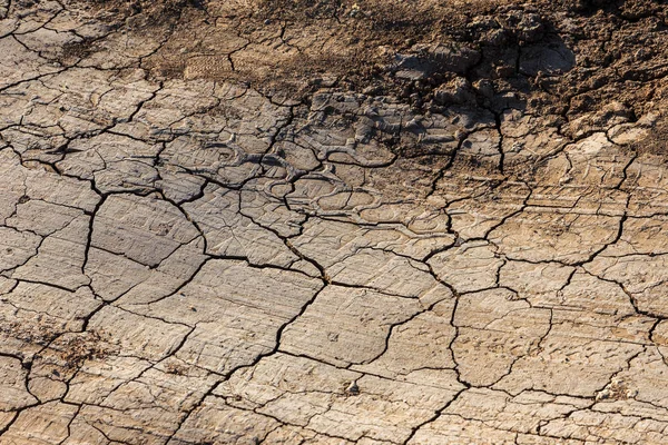 Kötü Arazi Kırık Arka Plan Kuru Çatlaklar Çatlaklar Topraktır Azaltılmış — Stok fotoğraf