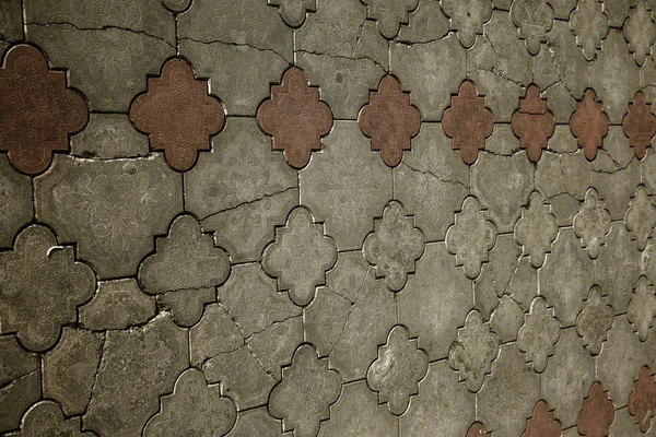 Texture Colored Patterned Paving Slabs Street Ground Perspective View Cemented — Stock Photo, Image