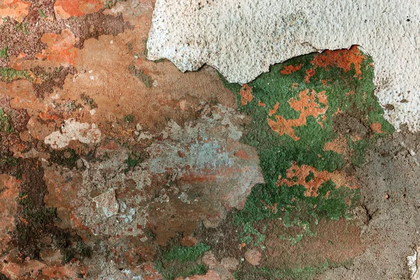 Textura Arte Velha Parede Tijolo Gesso Pintado Superfície Riscada Fissuras — Fotografia de Stock