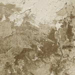 Lege oude kunsttextuur van gipsplaat bakstenen muur. Geschilderd slecht gekrast oppervlak in scheuren van geschilderd stucwerk van stenen bakstenen muur met bloemblaadjes textuur. gewreven gevel van het gebouw met beschadigd gips