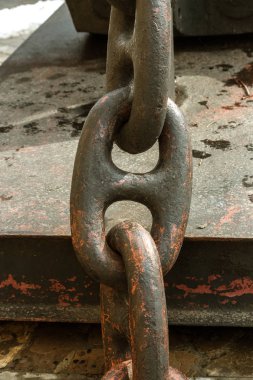 Deniz demir eski bir klasik çapa zincir. Sistem ve en güvenilir bağlantı çapa demir zinciri içinde fark prensibi. Büyük çapa zinciri yakın çekim