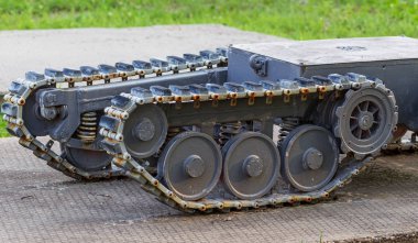 Chernobyl atomik felaket 1986 yılında liquidators robot tekniği. Chernobyl nükleer santral enkaz temiz teknoloji. Robotu amfibi Comatsu - D355w