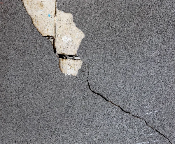 An old destroyed wall with large large cracks. Background of crack on an old wall as background for creative design. Destroyed cracked wall of building after earthquake and hurricane