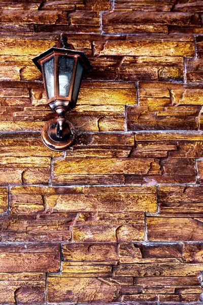 Classic Old Street Lamp More Old Stone Wall Wall — Stock Photo, Image