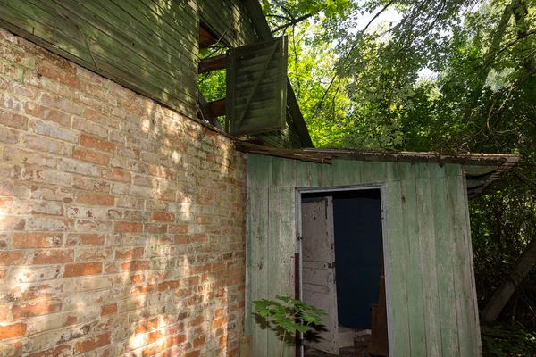 Ruins House Radioactive Dead Zone Chernobyl Destroyed Abandoned House Grows — Stock Photo, Image