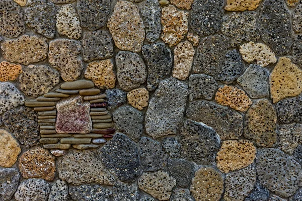 Ytan Den Naturliga Stenmuren Ursprungliga Dekorativa Tegel Figur Från Stenar — Stockfoto