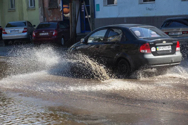 Odessa Ukraine July 2018 Driving Cars Flooded Road Floods Caused — Stock Photo, Image