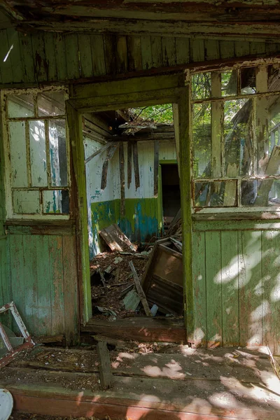 Ruinerna House Den Radioaktiva Döda Zonen Chernobyl Förstörda Övergivet Hus — Stockfoto