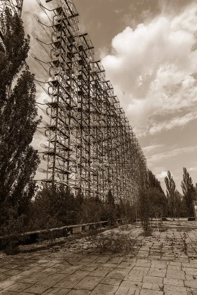 Campo Antena Grande Sistema Radar Soviético Duga Central Nuclear Chernobyl — Fotografia de Stock