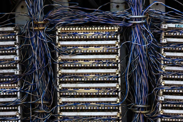 Old Analog Telephone Switchboard City Street Broken Looted Abandoned Broken — Stock Photo, Image