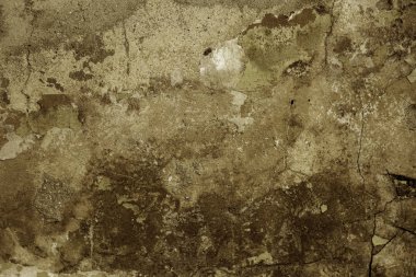 Alçı tuğla duvarın boş eski sanat dokusu. Yaprak dokusuyla boyanmış taş tuğla duvarın çatlaklarıyla kötü çizilmiş yüzey. Hasarlı alçıyla binanın ön cephesini ovaladım.