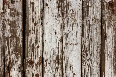 Eski vintage tarzı Beyaz ahşap doku kalıntıları beyaz boya ile boyanmış. Çok yaşlı, grunge, rustik ahşap doku doğal desenler ve çatlaklar ahşap arka plan olarak yüzeyi ile