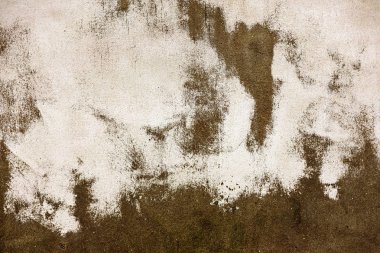 Alçı tuğla duvarın boş eski sanat dokusu. Yaprak dokusuyla boyanmış taş tuğla duvarın çatlaklarıyla kötü çizilmiş yüzey. Hasarlı alçıyla binanın ön cephesini ovaladım.