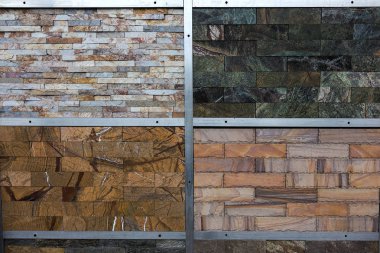 Doğal taş doku doğal soyut desenli taş arka plan. Ticaret stand doğal taş Fuarı kümesinin arka plan. Cephe dekorasyon için dekoratif arka plan olarak doğal fayans