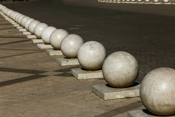 Sten Bollar Stadsgata City Design Torget Linjal Stora Gatan Dekorativa — Stockfoto