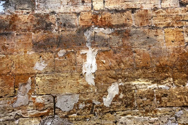 Een Oude Vernietigde Muur Met Grote Grote Scheuren Achtergrond Van — Stockfoto