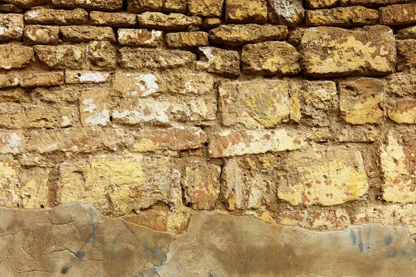 Empty Old Art Texture Plaster Brick Wall Painted Bad Scratched — Stock Photo, Image