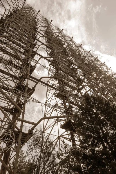 Campo Antena Grande Sistema Radar Soviético Duga Central Nuclear Chernobyl — Fotografia de Stock