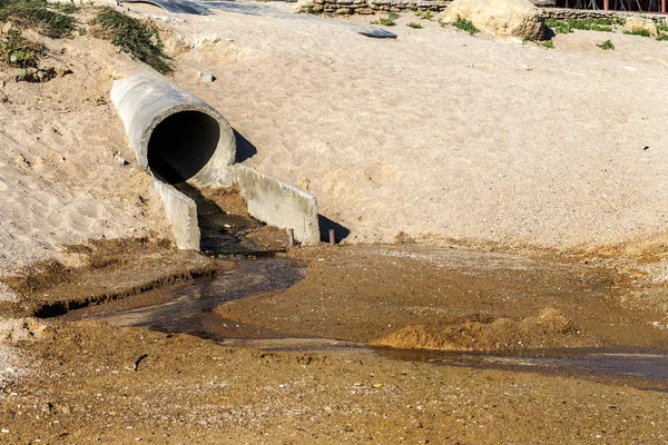 Aguas Residuales Mal Tratados Vierte Mar Costa Zona Playa Contaminación — Foto de Stock