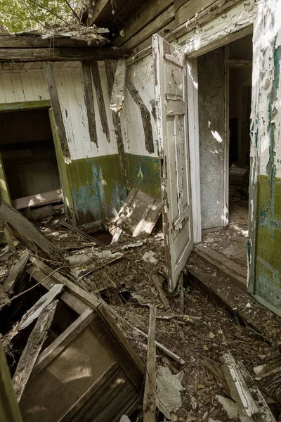 Ruinerna House Den Radioaktiva Döda Zonen Chernobyl Förstörda Övergivet Hus — Stockfoto