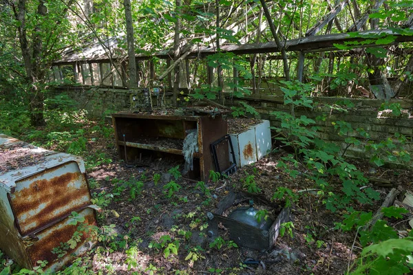 Zone Contaminée Radioactive Morte Tchernobyl Les Gens Ont Quitté Ville — Photo