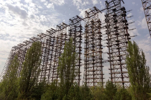 Μεγάλη Κεραία Πεδίο Σύστημα Ραντάρ Σοβιετική Duga Εργοστάσιο Πυρηνικής Ενέργειας — Φωτογραφία Αρχείου