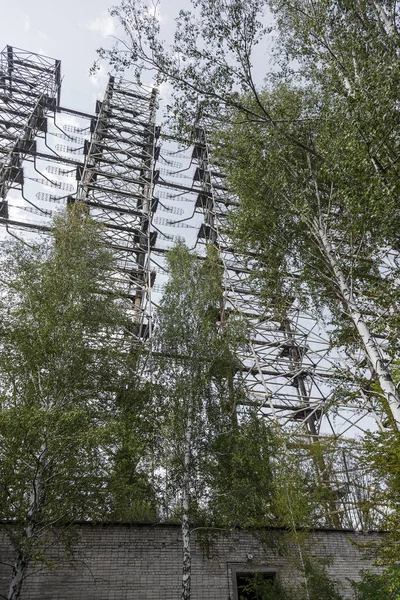 Campo Antena Grande Sistema Radar Soviético Duga Central Nuclear Chernobyl — Fotografia de Stock