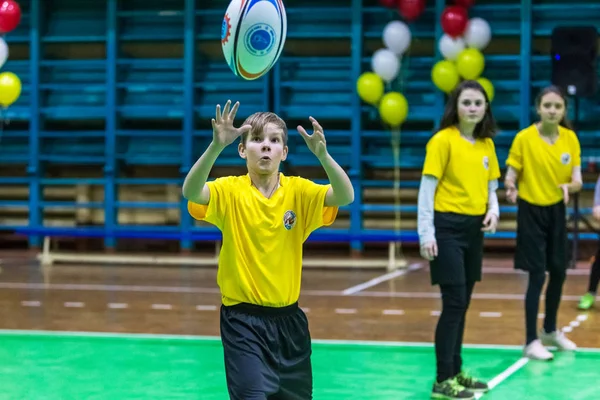 Odessa Ukraina Decemb 2018 Små Barn Spela Rugby Medan Spelar — Stockfoto