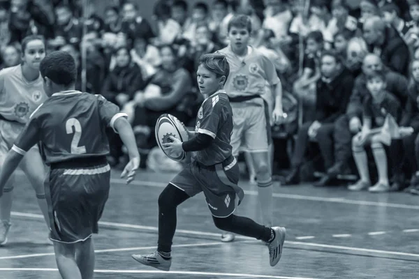 Odessa Ucrania Diciembre 2018 Los Niños Pequeños Juegan Rugby Mientras — Foto de Stock