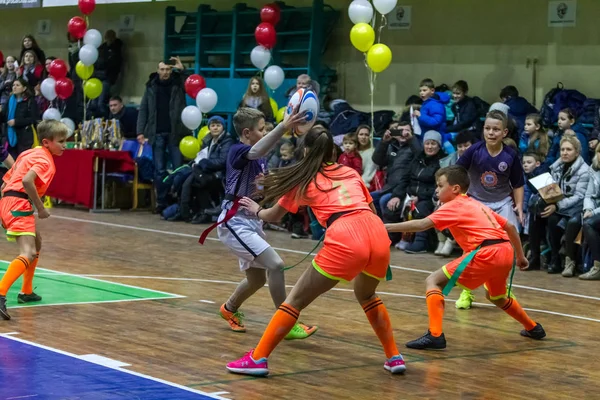 Oděsa Ukrajina Pros 2018 Malé Děti Hrát Rugby Při Hraní — Stock fotografie