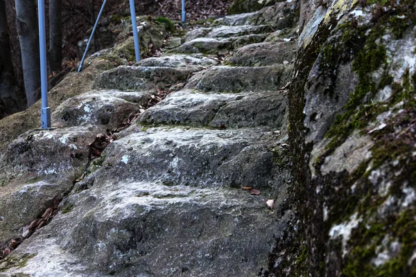 Old Open Outer Stone Staircase Stone Cement Steps Old Staircase — Stock Photo, Image