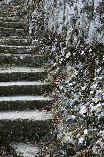 계단에 풍화와 파괴의 계단의 시멘트 계단이다 부서진 선택적 — 스톡 사진