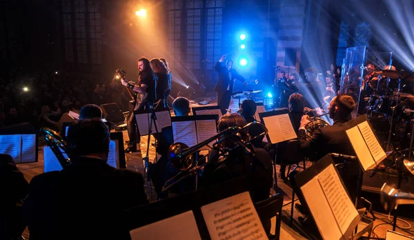 Odessa Ukraina Stycznia 2019 Symphony Orchestra Koncert Scenie Teatru Muzycy Obraz Stockowy