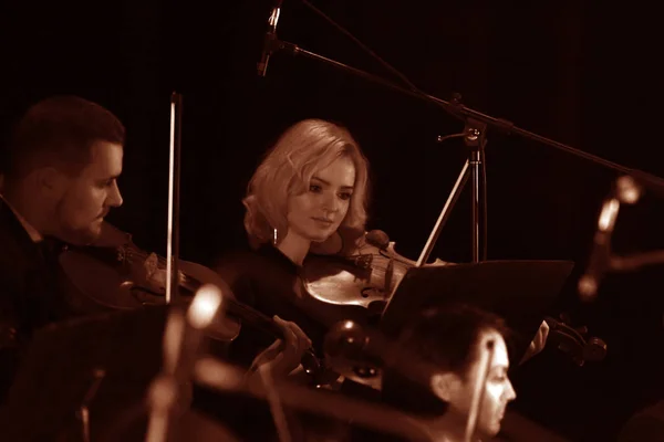 Odessa Ukraine Janeiro 2019 Concerto Orquestra Sinfônica Palco Teatro Músicos — Fotografia de Stock