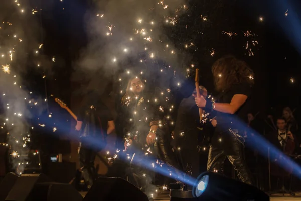 Odessa Ukraina Stycznia 2019 Rock Band Gra Muzyka Żywo Scenie — Zdjęcie stockowe