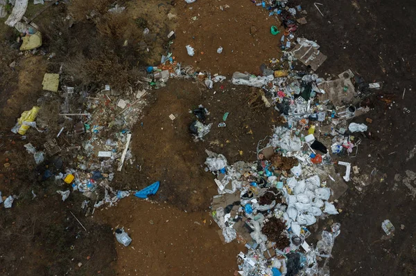 Büyük Bir Yığın Çöp Hava Üstten Görünüm Yasadışı Bir Elemental — Stok fotoğraf