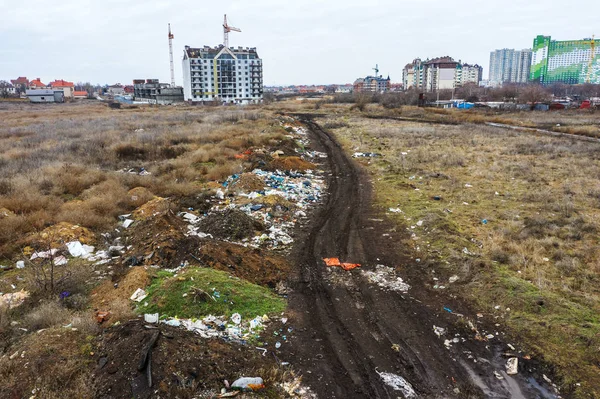 Vista Aérea Superior Una Gran Pila Basura Montón Basura Vertedero — Foto de Stock