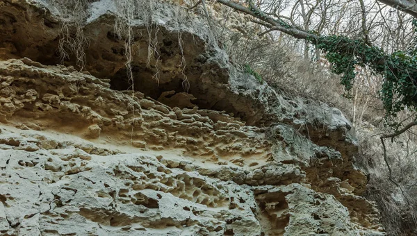 Fondo Pintoresco Superficie Colapsada Roca Caliza Formas Hermosas Abstractas Intemperie — Foto de Stock