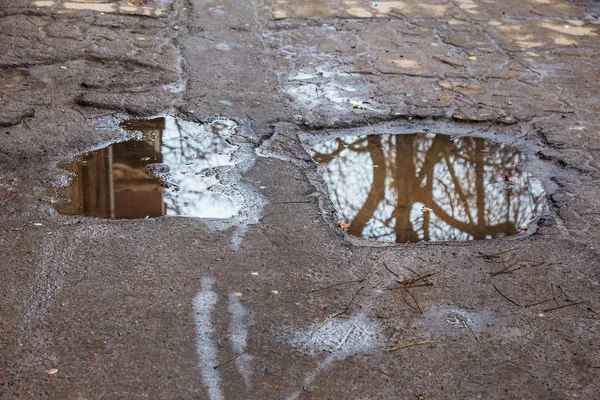 Bardzo Zła Jakość Drogi Dziur Dziury Asfalcie Złego Asfaltu Pit — Zdjęcie stockowe