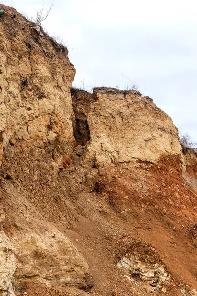 Landverschuivingszone Aan Zwarte Zeekust Rotssteen Van Zeesteen Zone Van Natuurrampen — Stockfoto