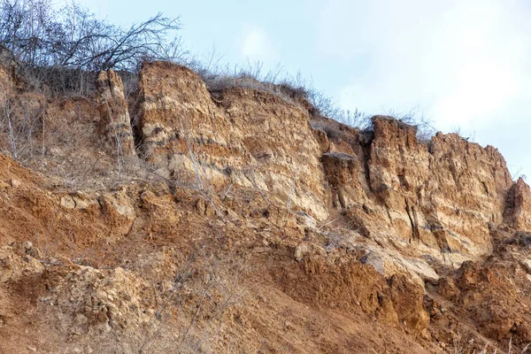 Aardverschuiving Zone Kust Van Zwarte Zee Rots Van Zee Rock — Stockfoto