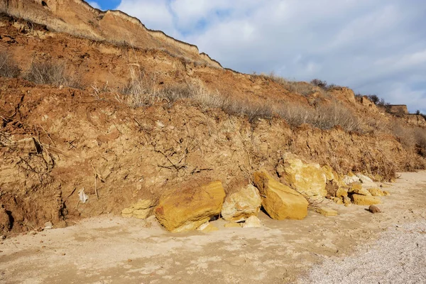 Zona Deslizamiento Costa Del Mar Negro Roca Concha Roca Marina — Foto de Stock