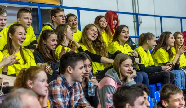 Oděsa Ukrajina Roce 2019 Fanoušci Basketbalového Týmu Diváky Hledišti Citově — Stock fotografie