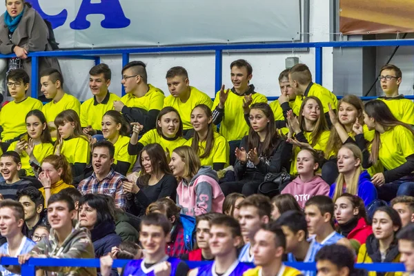 Odessa Ukraine Febr 2019 Fans Basketball Team Spectators Stands Emotionally — Stock Photo, Image